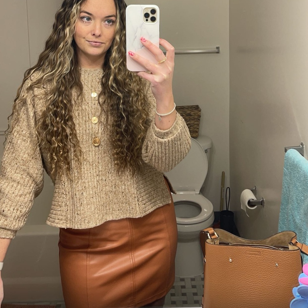 Brown Leather Mini Skirt